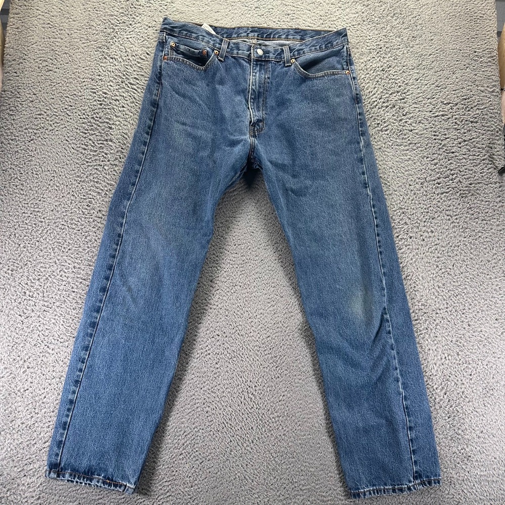 Levi's 505 Jeans Mens 38x34 Blue Cotton Denim Straight Leg Travel Workwear Faded